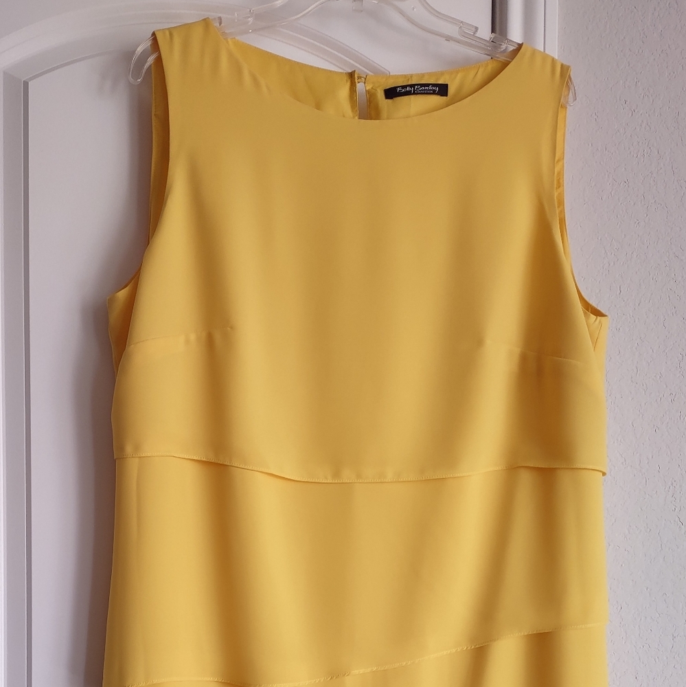 Betty Barclay Germany XL Bust 46 in NEW Yellow Layered Sleeveless Chiffon Dress
